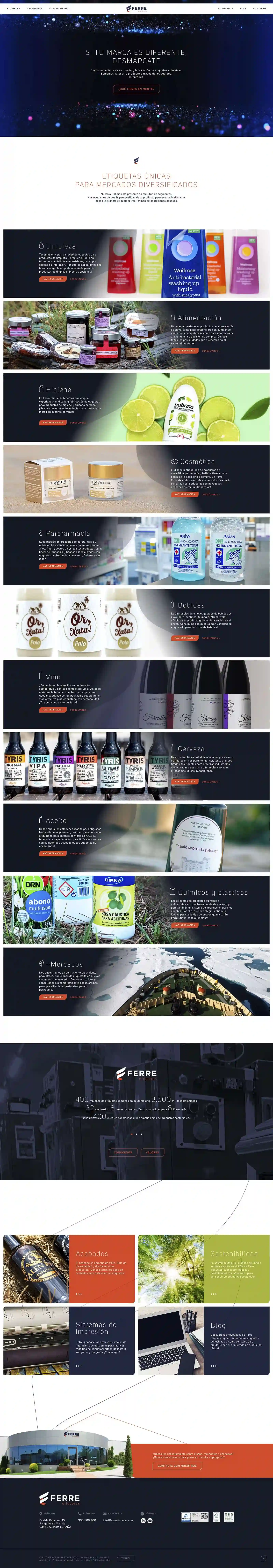 Pagina web ferre etiquetes Banyeres de Mariola